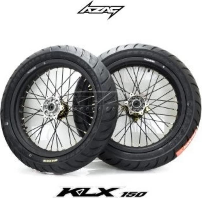 PREMIUM Ban Set Supermoto KLX Dtracker 150 Tromol Gold Velg Rossi Doff Maxxis