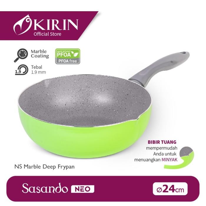 KIRIN MARBLE Frypan Deep Sasando NEO Anti Lengket Anti Gores 20/22cm