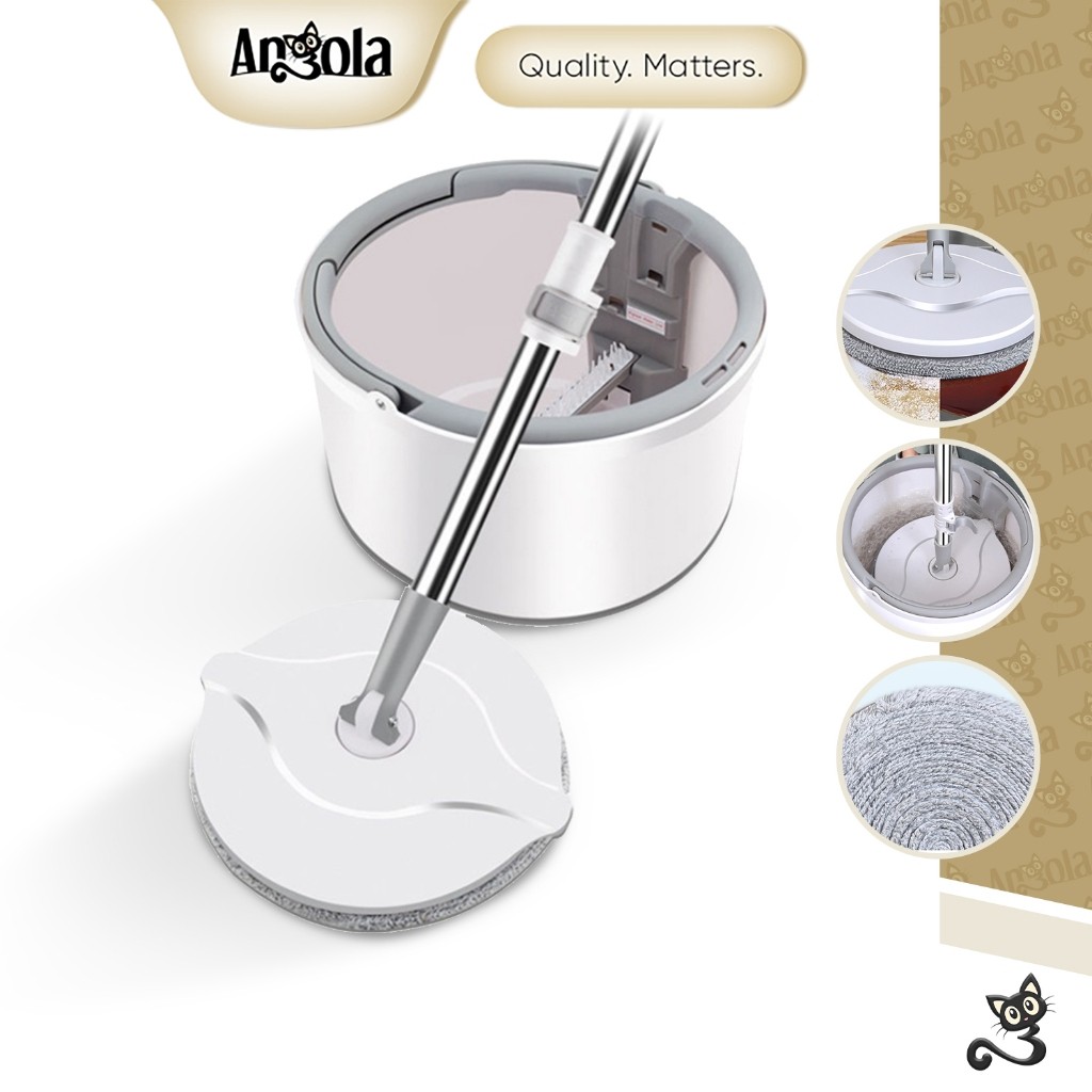 Leaf - ANGOLA Spin Mop D31 Alat Pel Lantai Kain Pel Alat Pembersih Praktis Pel-pelan Otomatis