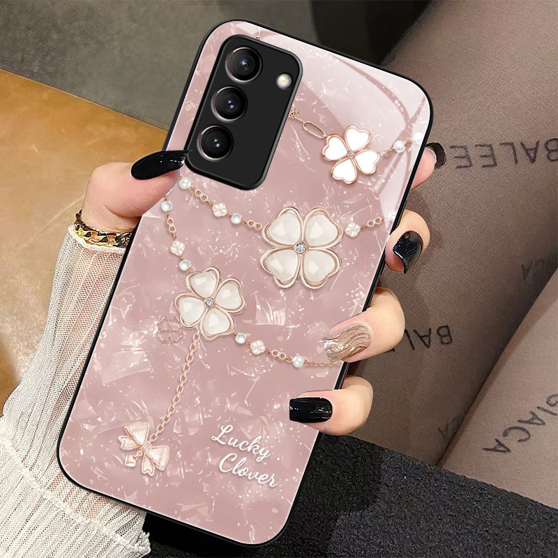 Casing Hp Untuk Samsung S21 5G S21 FE S21 Plus S21 Ultra Case Casing pola Rantai semanggi empat daun