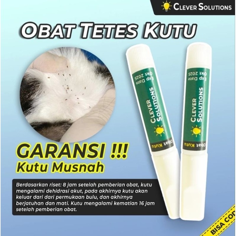 Obat Tetes Kutu Kucing Clever Solutions Obat Kutu Kucing Anti Parasit Penghilang Kutu Tetes Kutu