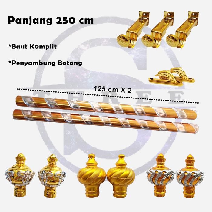 Besi Gorden 250 cm, 300 cm Fullset (termasuk Penyambung Batang)