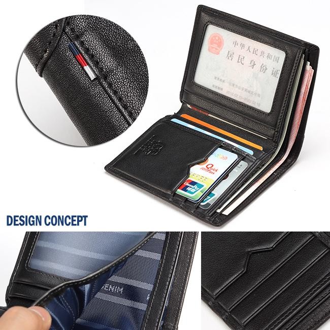 [Kenes Wallts] Dompet Pria Kulit Sapi Nabati Bison Denim Bifold Wallet (Bison-W68A)