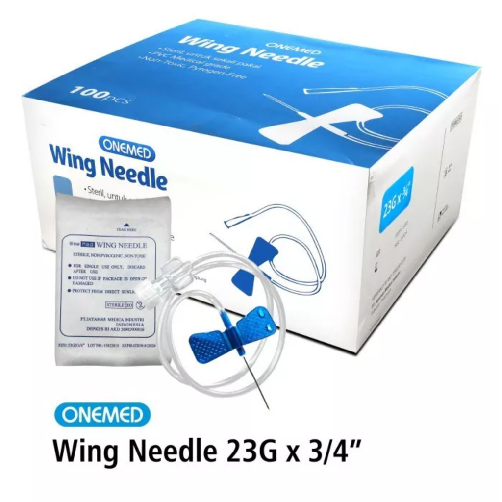 PER BOX - Wing Needle 23G 25G 27G Scalp Vein Set Wing Infusion Jarum Infus ONEMED