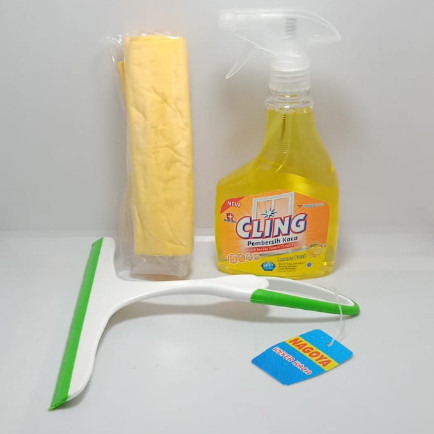 

Murah !!! Paket Hemat Cling Pembersih Kaca 440Ml Botol Spray Warna Random + Wiper Pembersih Kaca