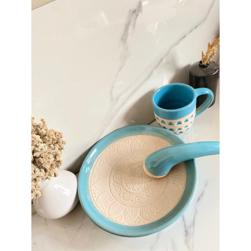 Premium Cobek Estetik Keramik Warna / Cobek Keramik Dan Uleg Keramik Kekinian / Set Cobek Keramik