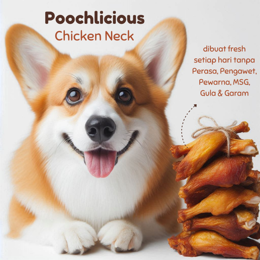 Poochlicious Chicken Neck / Leher Ayam / Dog Chew Treats / Cemilan Gigitan / Snack Anjing