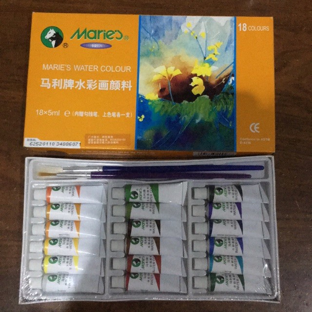 

Maries Watercolor 18x5ml dan 12 x 5ml / Cat Air Maries 18 dan 12 Warna / Watercolour E1327
