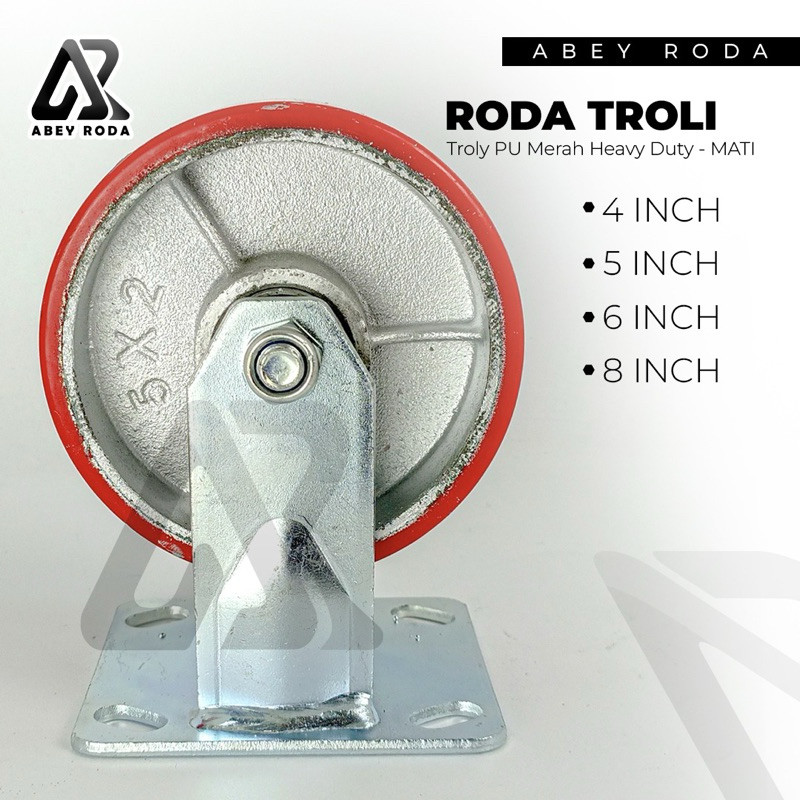 Roda PU Troli Heavy Duty Merah 4 Inch (MATI)