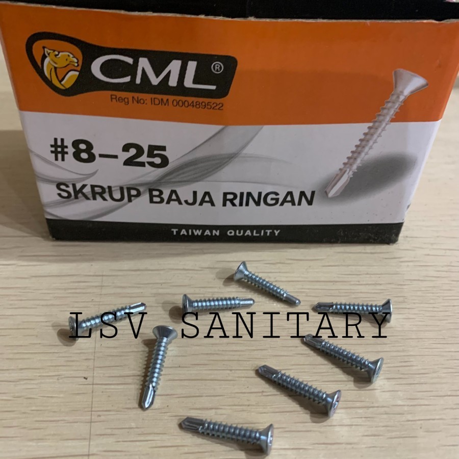sekrup baja ringan grc putih camel 8 x 25