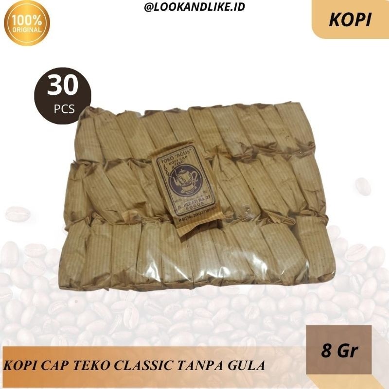 

Kopi Cap Teko Mini BUNGKUS KERTAS 30 Bungkus x 8gr Tanpa Gula Kopi Bogor Halal Enak dan Harum