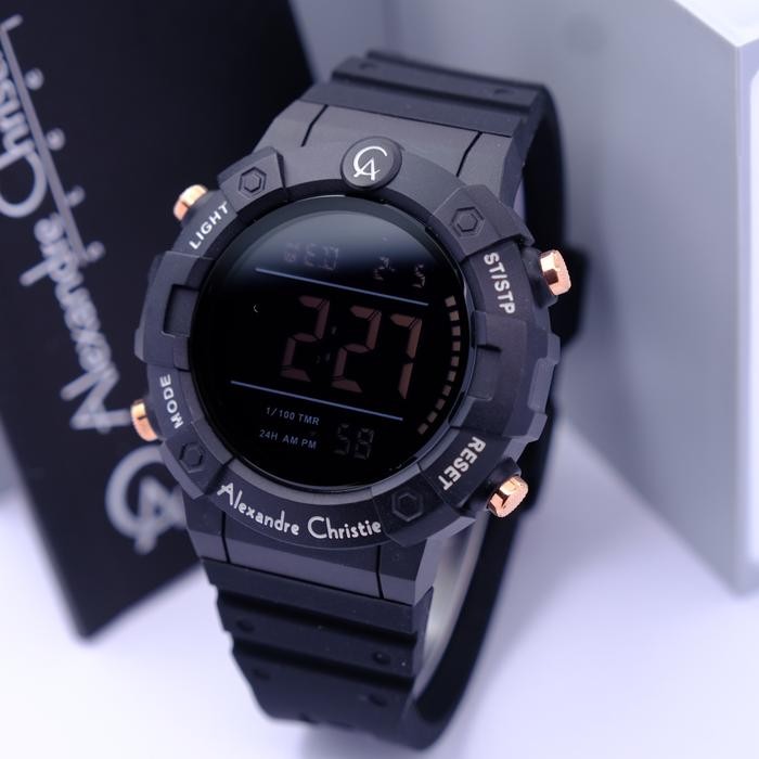 Jam Tangan Digital Pria Alexandre Christie Ac 9388 Black Rosegold Ori