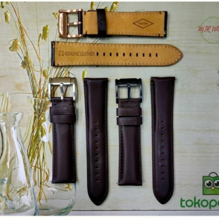 Tali Kulit Jam Tangan Fossil Leather Strap Fossil Original 22Mm Coklat
