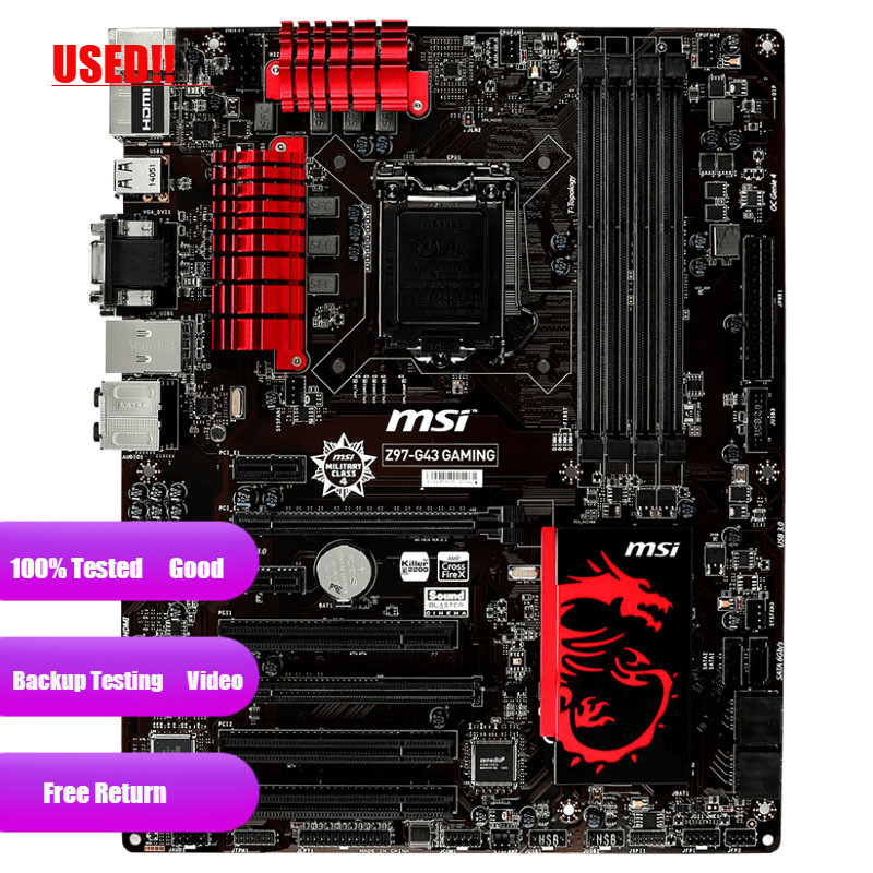 Used MSI Z97-G43 GAMING Motherboard Intel Z97 LGA 1150/SockeL H3 DDR3