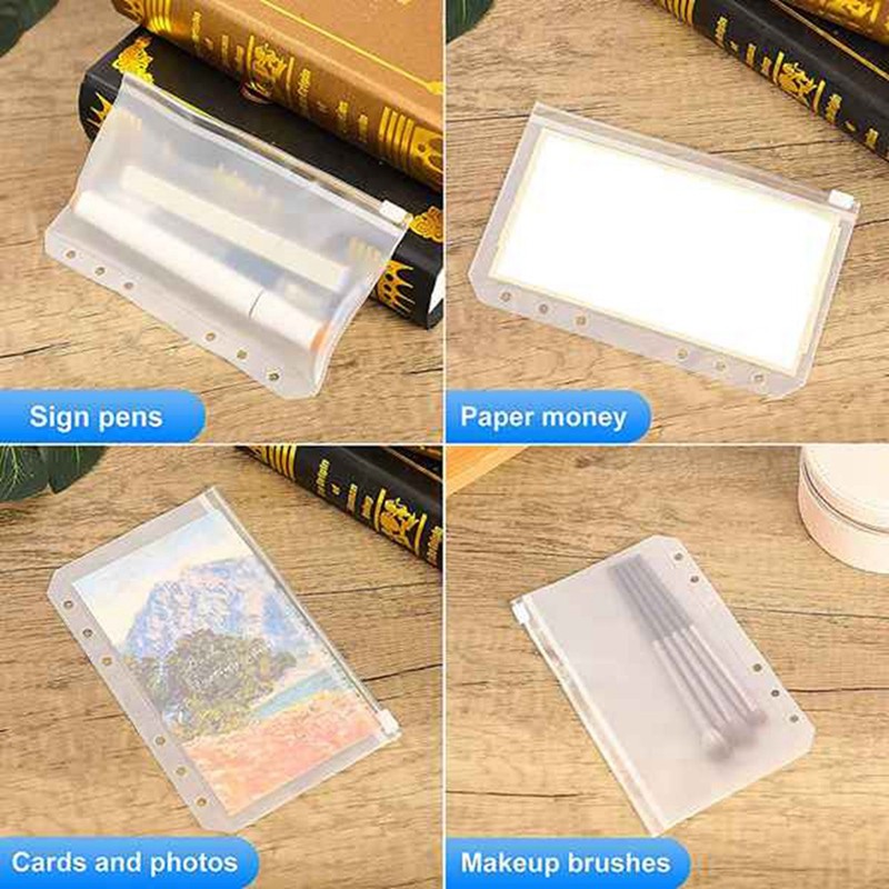 

100 Binder Pockets 6-Hole Zipper Binder Bag File Folder Waterproof PVC Bag Document Bag