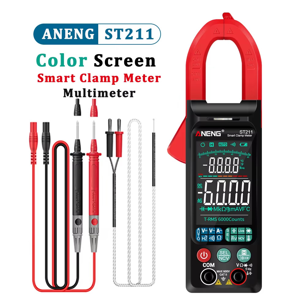 BEST ANENG ST211 AC Current Clamp Meter Multimeter Digital 6000 Counts DC Voltage Tester Car Amp Hz 