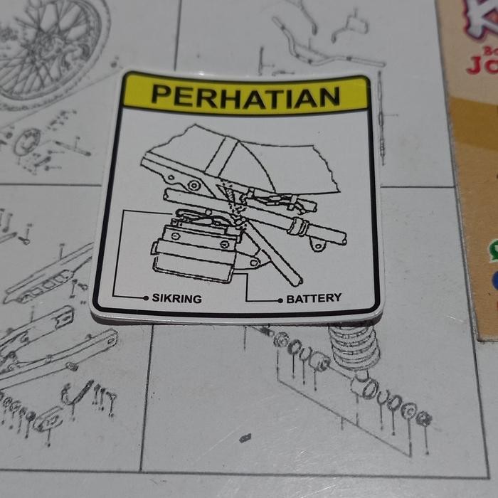 Stiker Perhatian Aki Ts125 Stiker Perhatian Ts125 Stiker Ts125