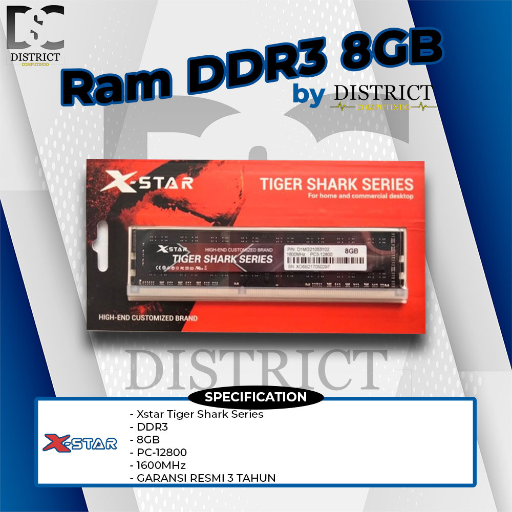 MD Memory Komputer RAM DDR3 8GB Xstar PC-12800 1600MHz