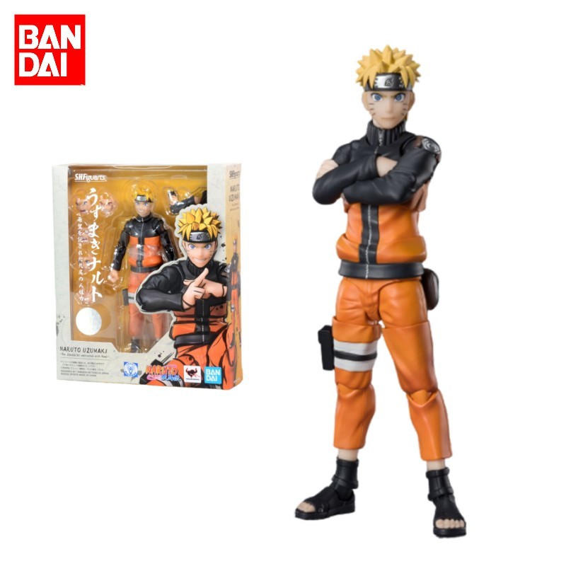 Bandai Figur Anime NARUTO Asli S.H.Figuarts Uzumaki Naruto Mainan Action Figure untuk Hadiah Anak-an