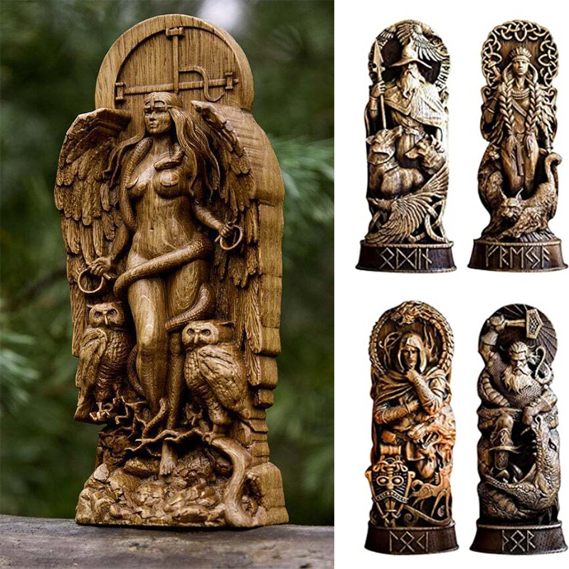 22Cm Patung Resin Dewa Yunani Thor Loki Odin Patung Dewi Yunani Ornamen Seni Gambar Altar Kerajinan 