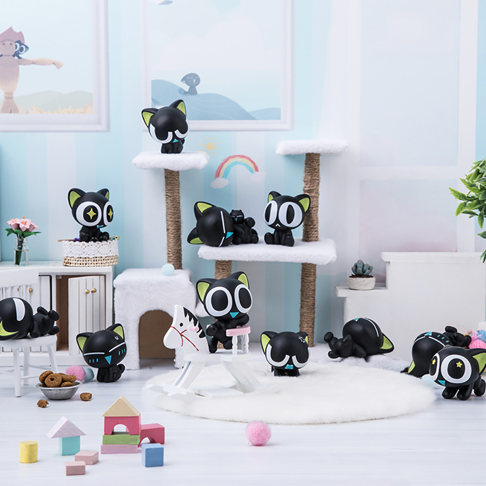 LUOXIAOHEI Kotak Buta Kucing Patung Koleksi Mainan Boneka Lucu Kotak Misteri Hadiah Natal untuk Anak