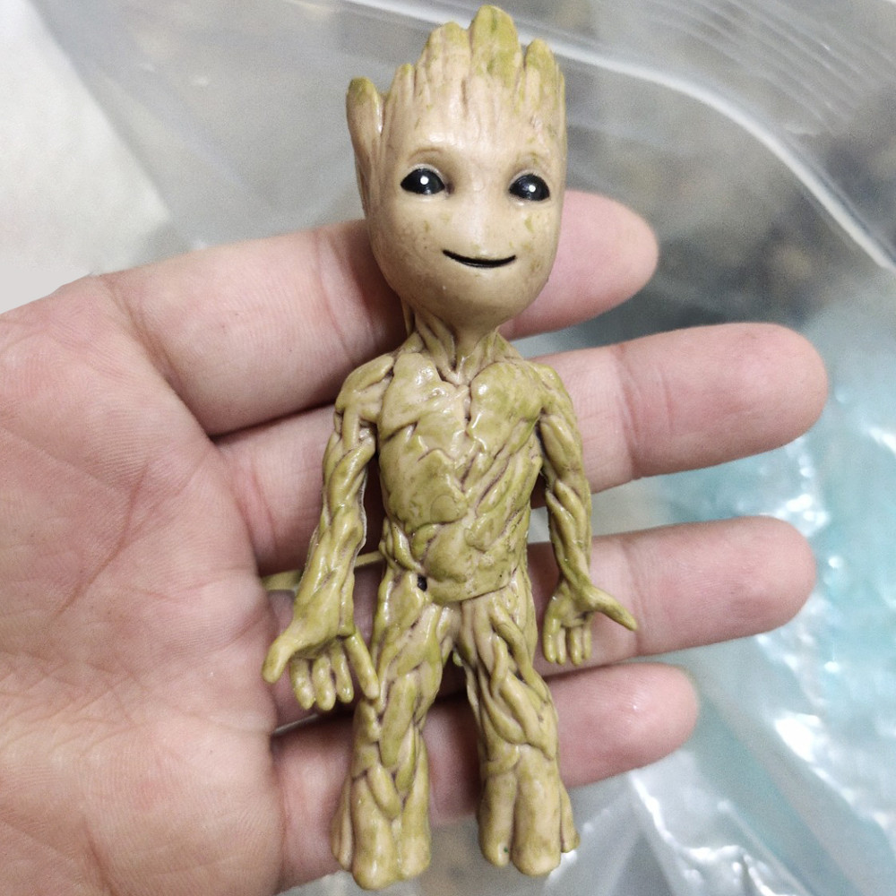 Dekorasi Desktop Patung Anime Mini Model Miniatur Manusia Pohon Mainan Boneka Groot Lucu Aksesori Ru