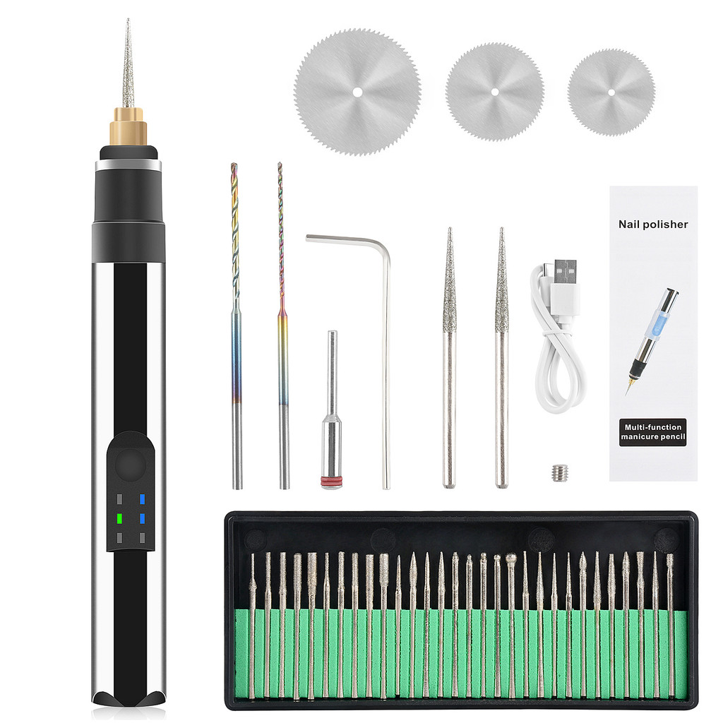 Pena Etsa Pengukir Listrik Mini Alat Putar Tanpa Kabel untuk 2023 Mesin Ukir Perhiasan Kaca Kayu Ker