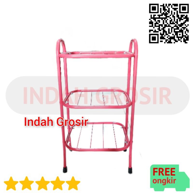 Ready Stock Meja Rak Dispenser Galon 3 Susun - Pink Original