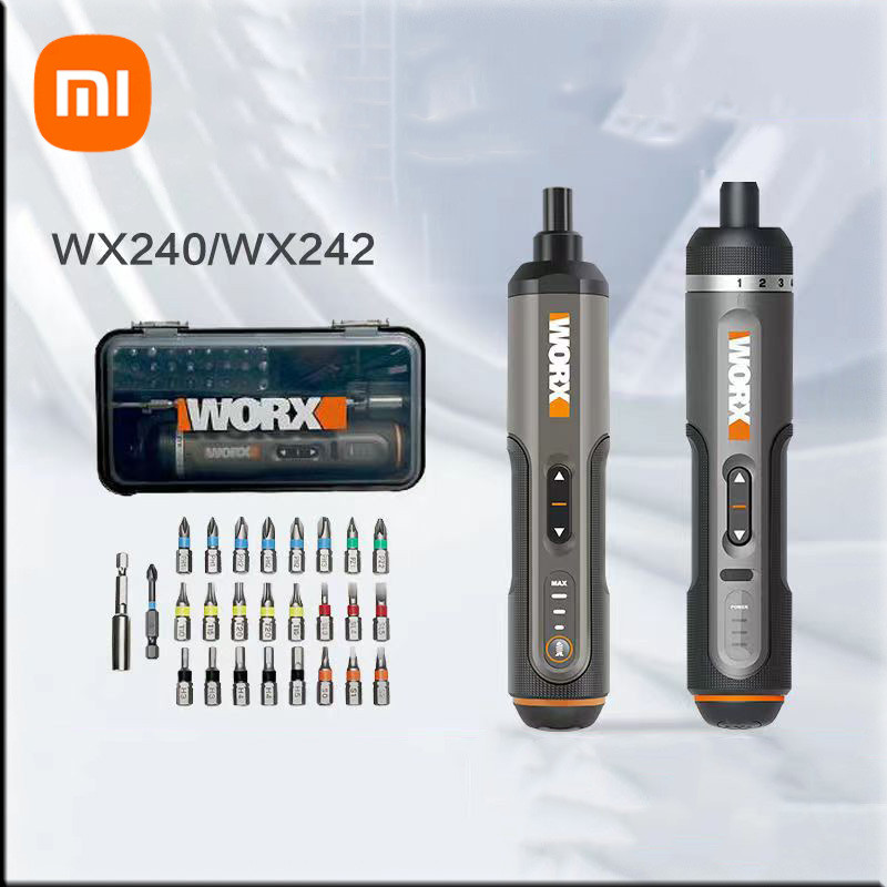 Worx 4V Set Obeng Elektrik Mini WX242 Obeng Elektrik Tanpa Kabel Pintar Set Gagang Isi Ulang USB Ala