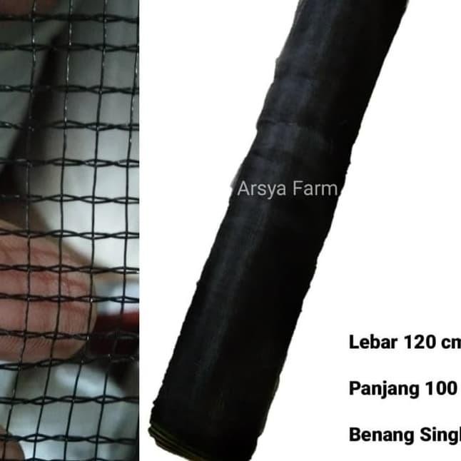 PREMIUM Jaring Waring Hitam TL Garis Kuning Benang Single Lebar 120cm Permeter, Jaring Pagar jaring