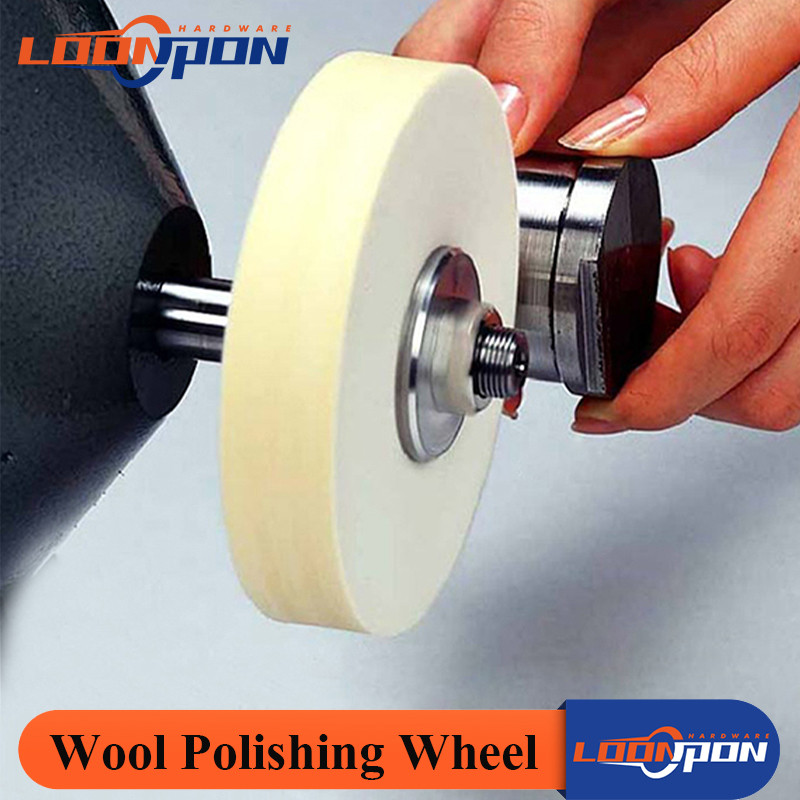 Alat Putar Bantalan Pemoles Penggosok Roda Gerinda Pemoles Bulu Kempa Wol 3 ~ 12 Inci
