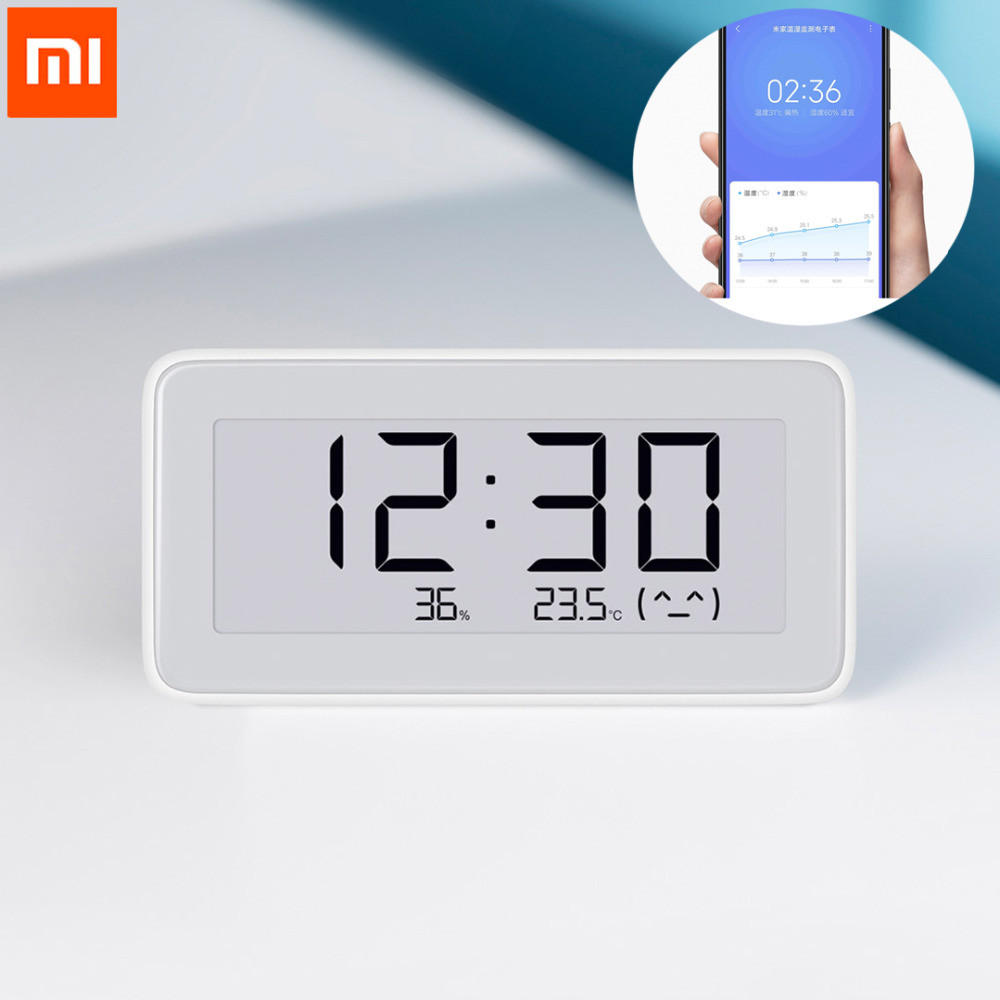 Mijia BT4.0 Jam Digital Listrik Pintar Nirkabel Termometer Higrometer Dalam Ruangan Alat Pengukur Su