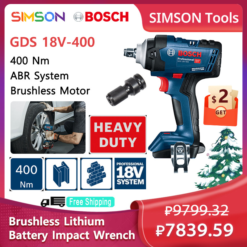Bosch GDS 18V-400 Kunci Impact Lithium Tanpa Sikat 400Nm Mesin Kunci Impact Bosch Profesional 18V Al