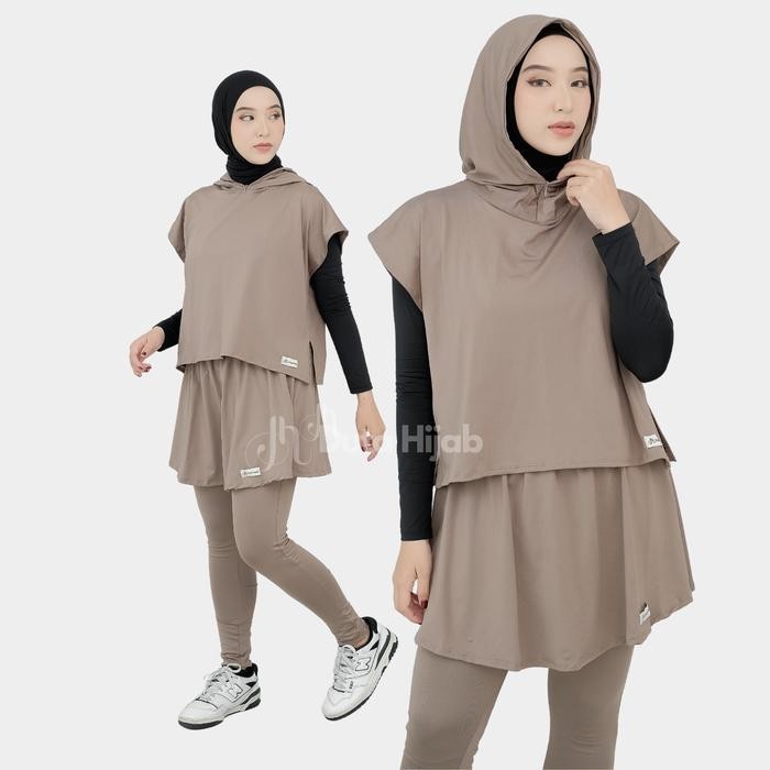 Setelan Baju Olahraga Wanita Muslim Hijab Outer Hoodie Leging Rok By Duta Hijab *