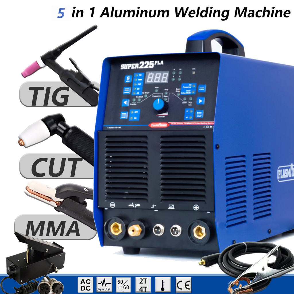 Mesin Las TIG Aluminium Plasmargon Super225 Ac/Dc Pulsa 5 In 1 Mesin Las Inverter Tukang Las Semi-ot
