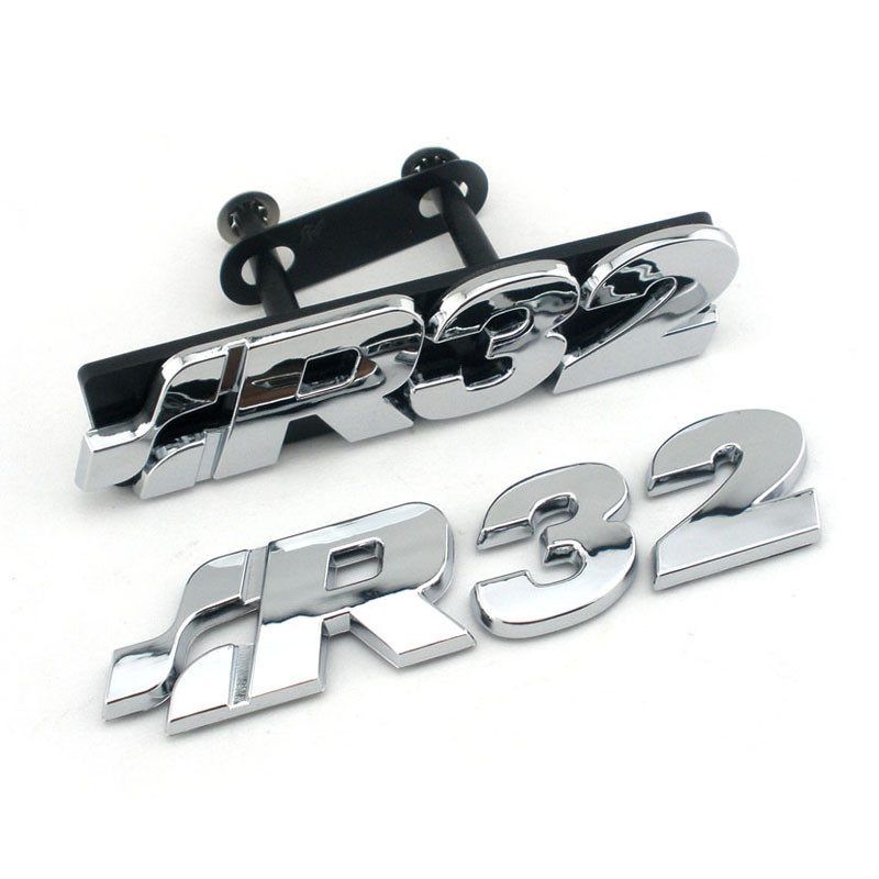 Terlaris Golf R32 Chrome Front Grille Badge Emblem GOLF TDI R 3.2L V6 Rear Boot Tailgate Badge logo