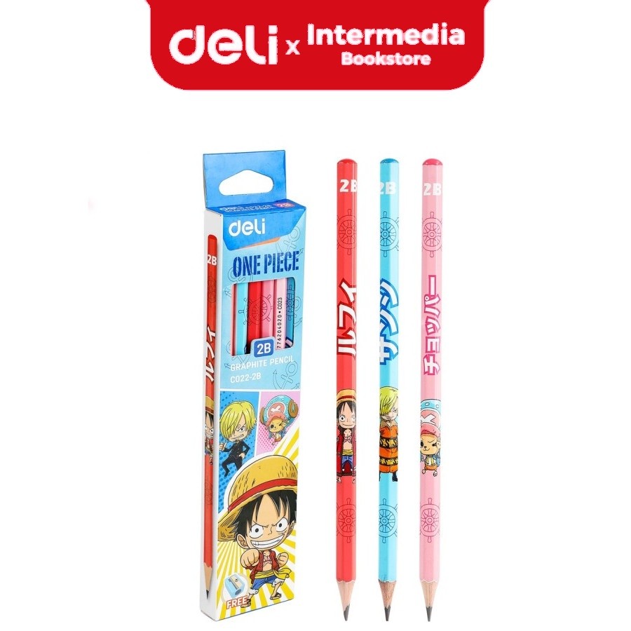 

Deli EC022-2B One Piece Graphit Pencil / Pensil Kayu Grafit 2B Lucu Kartun One Piece isi 12pcs / Box