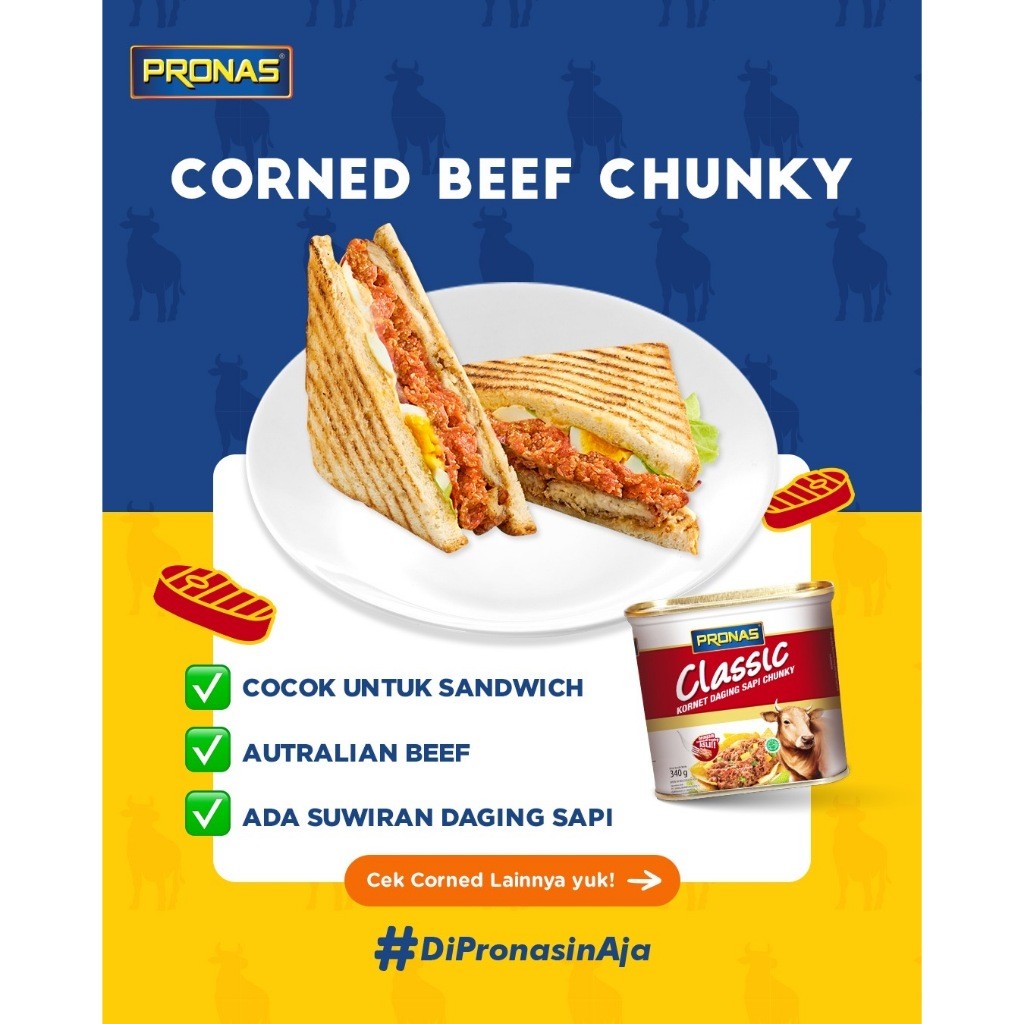 

PRONAS Kornet Sapi dengan Daging Suwir 198 g (CHUNKY) Bundling 2 pcs