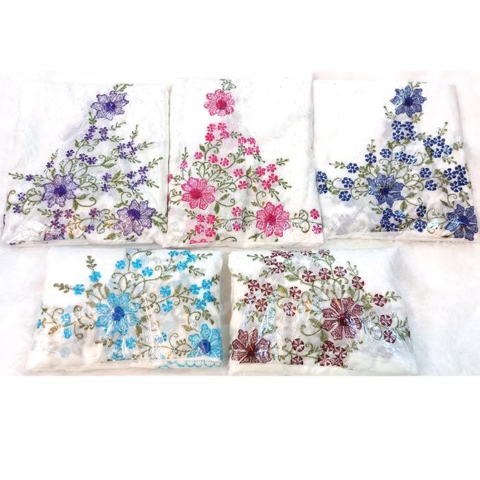 Mukena Putih Katun BSY Bordir Murah Motif Bunga Timbul (Ukuran Dewasa)