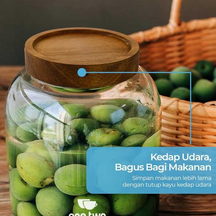 Toples Kaca Kedap Udara Besar Jumbo Tutup Kayu Unik Fermentasi Asinan Gratisongkir