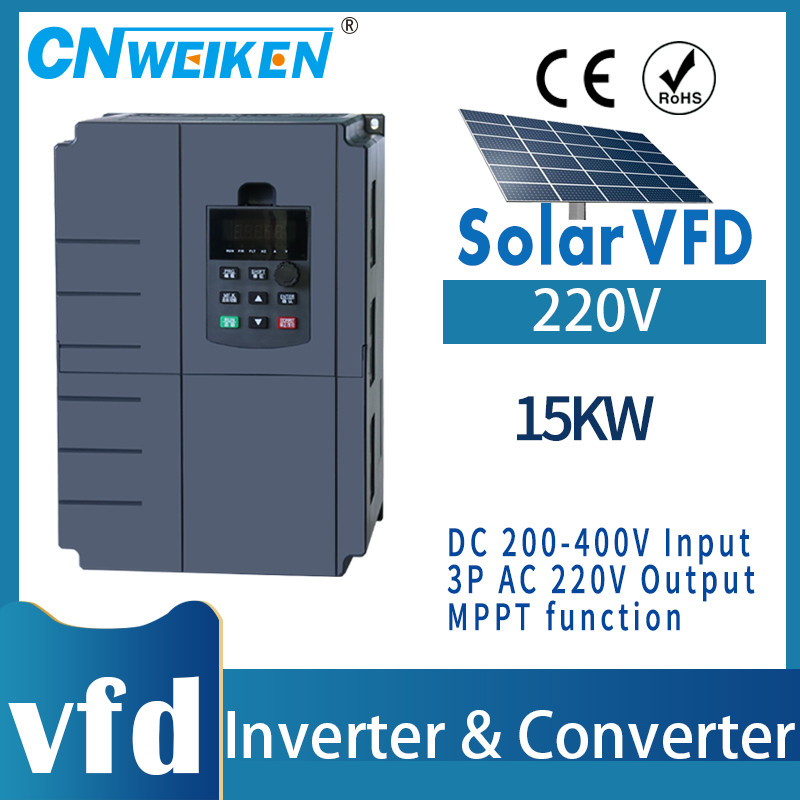 Wholesale high-quality solar VFD DC input 200-400V 3Phase 220v output 11 15 18.5 22 30kw Pump Vfd Fr