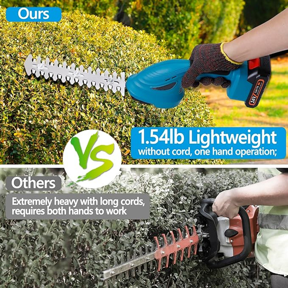 2 in 1 Cordless Hedge Trimmer Electric Shrub Trimmer Grass Shears Handheld Grass Cutter Hedge Shear 