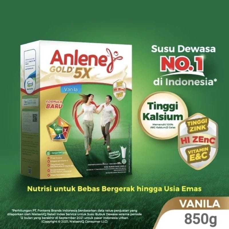 

Anlene Gold 5X Susu Bubuk Dewasa 850g Vanila//Coklat
