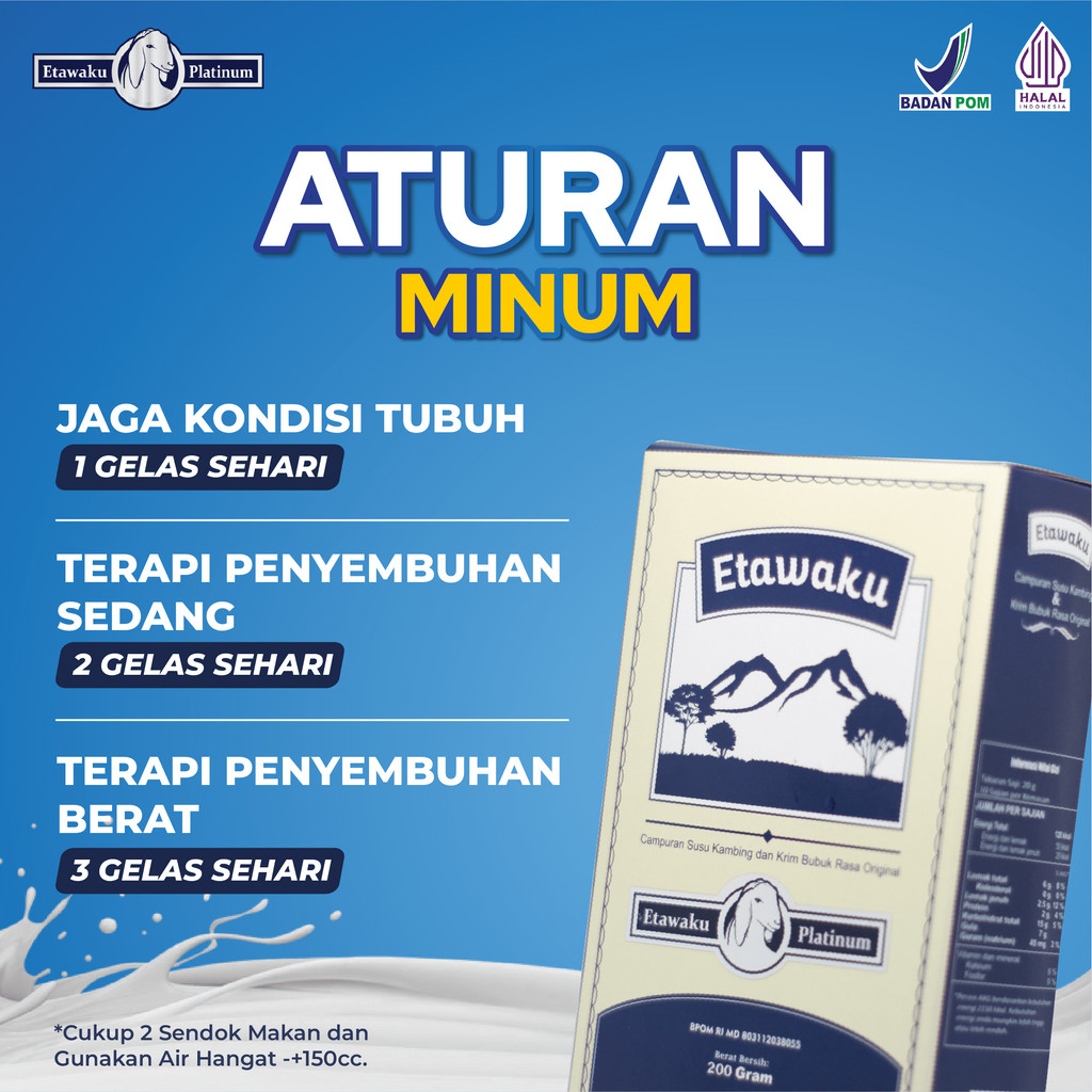 

Etawaku Platinum Susu Kambing Etawa Sembuhkan Nyeri Tulang Sendi dan Sesak Nafas 2 Box