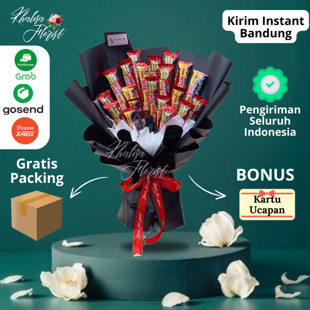 

Lovely Back - KHALISA FLORIST 12B Buket coklat dan snack bengbeng artificial flower bucket wisuda