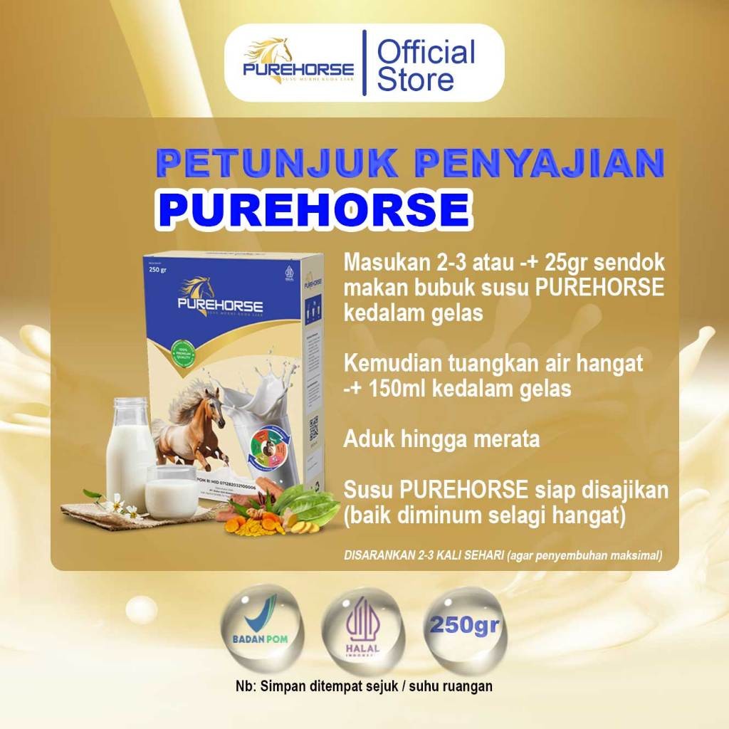 

Purehorse Susu Kuda Liar Murni 100% Kemasan 250gr Per Box Paket 4 Hemat