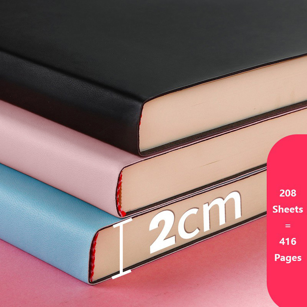 

Pu Cover A4 Large Notebook Simple College Ruled Cornell Journal Business Thickened Memo Book