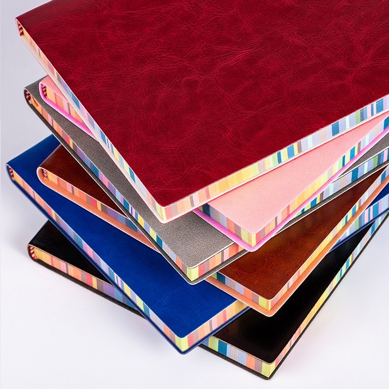 

Cute Notebook 200 Pages Notebook A5/A6 Pu Soft Leather Cover Rainbow Color Edge Colorful Edge
