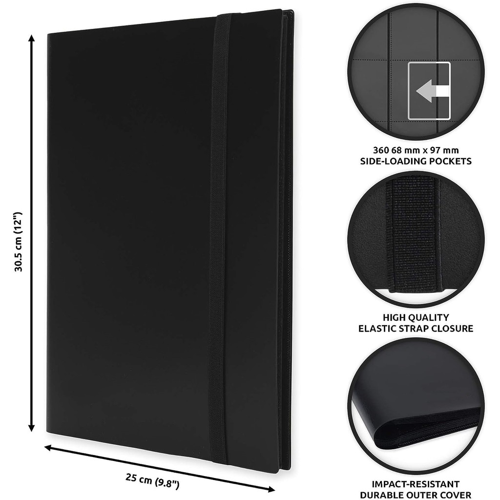 

9 Pocket Trading Card Album Folder - 360 Side Loading Pocket Binder For Game Cards & Sports Cards