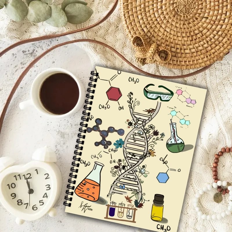 

14.8Cmx21Cm "Chemical Element Theme Cover" Spiral Notebook, Planner, Notepad, 50 Sheets (100 Pages),